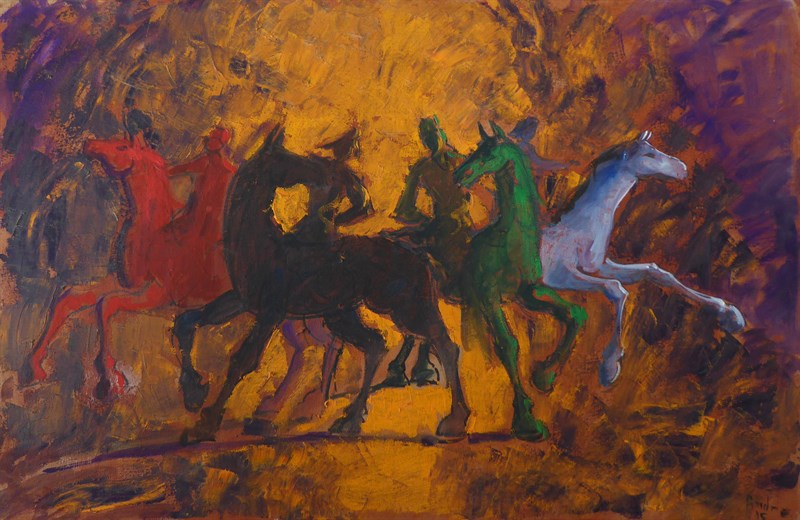 Les cavaliers de l'apocalypse 1, Huile sur toile, 92 × 60 cm