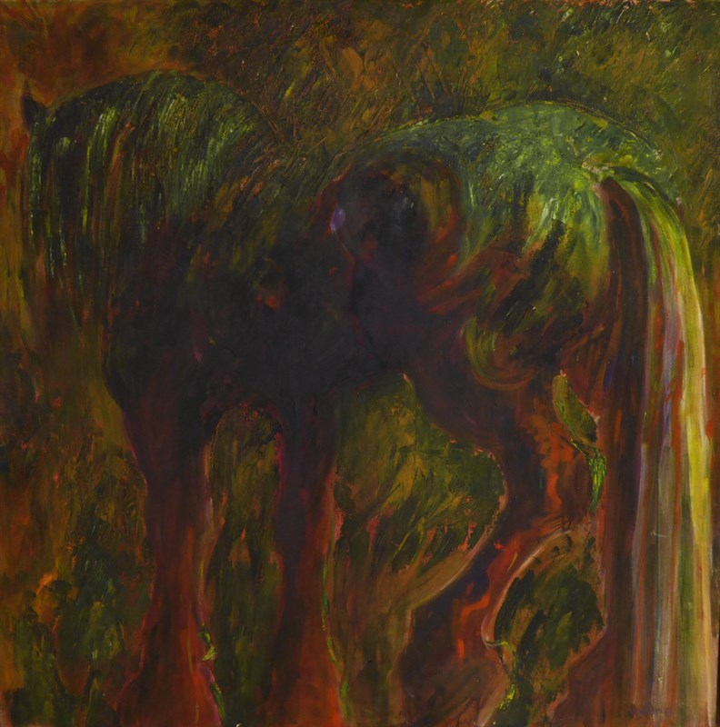 La jument verte, Huile sur toile, 120 × 120 cm