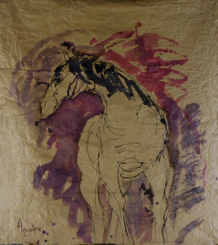 Vers la gauche, Encre sur papier, 92 × 99 cm