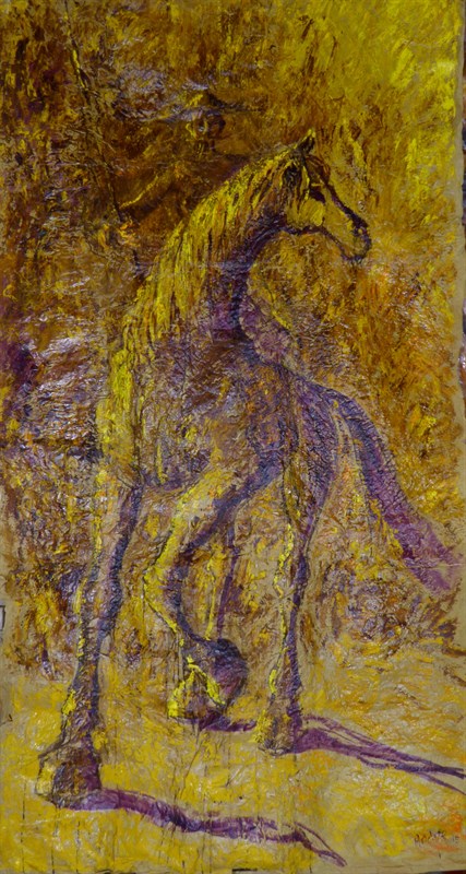 Don Quichotte doré, Huile sur papier, 290 × 160 cm