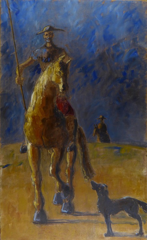 Don Quichotte le retour, Huile sur toile, 90 × 140 cm