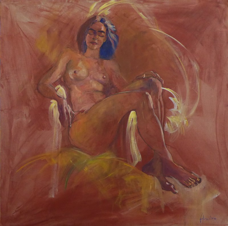 Sourire, Huile sur toile, 100 × 100 cm