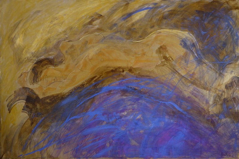 Elodie dans le bleu, Colle de peau sur toile, 97 × 146 cm