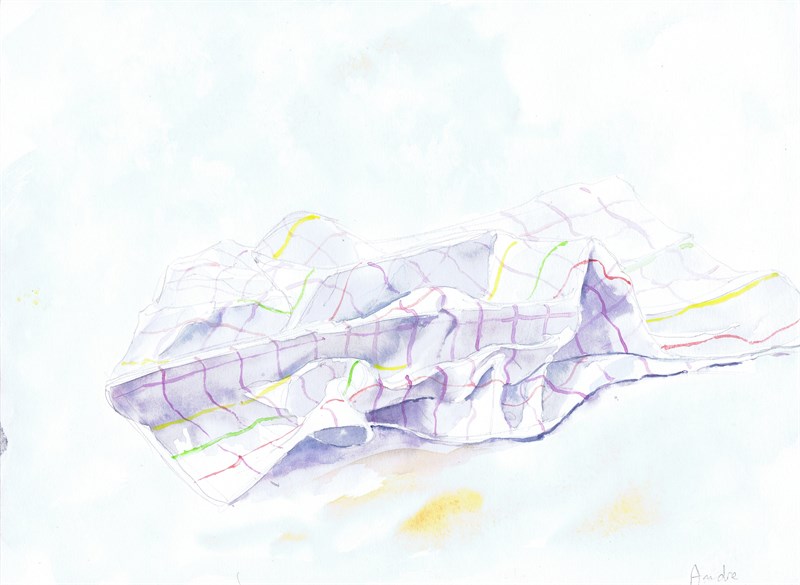 Froissés #4, Aquarelle, 40 × 30 cm