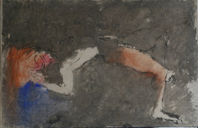 Nu cheveux oranges, Encre sur papier, 60 × 92 cm