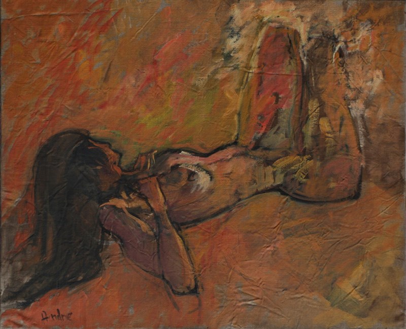 Nu orange, Huile sur toile, 60 × 73 cm