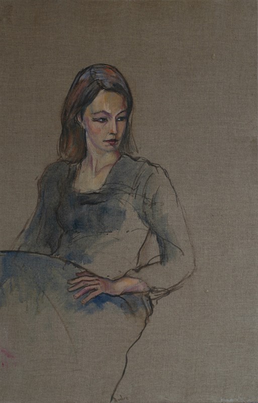 Regard de côté, Huile sur toile, 60 × 92 cm