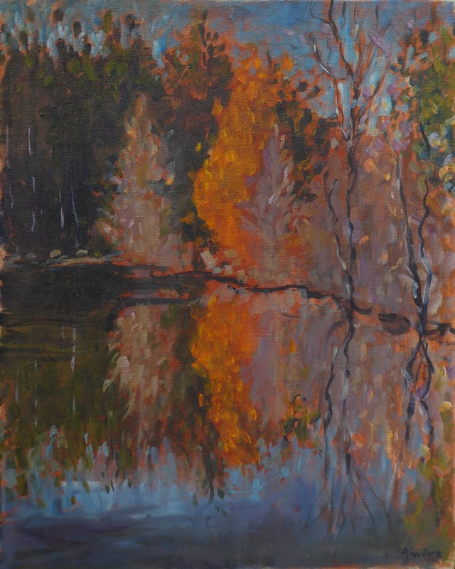 Reflet d'automne 2, Huile sur toile, 40 × 50 cm